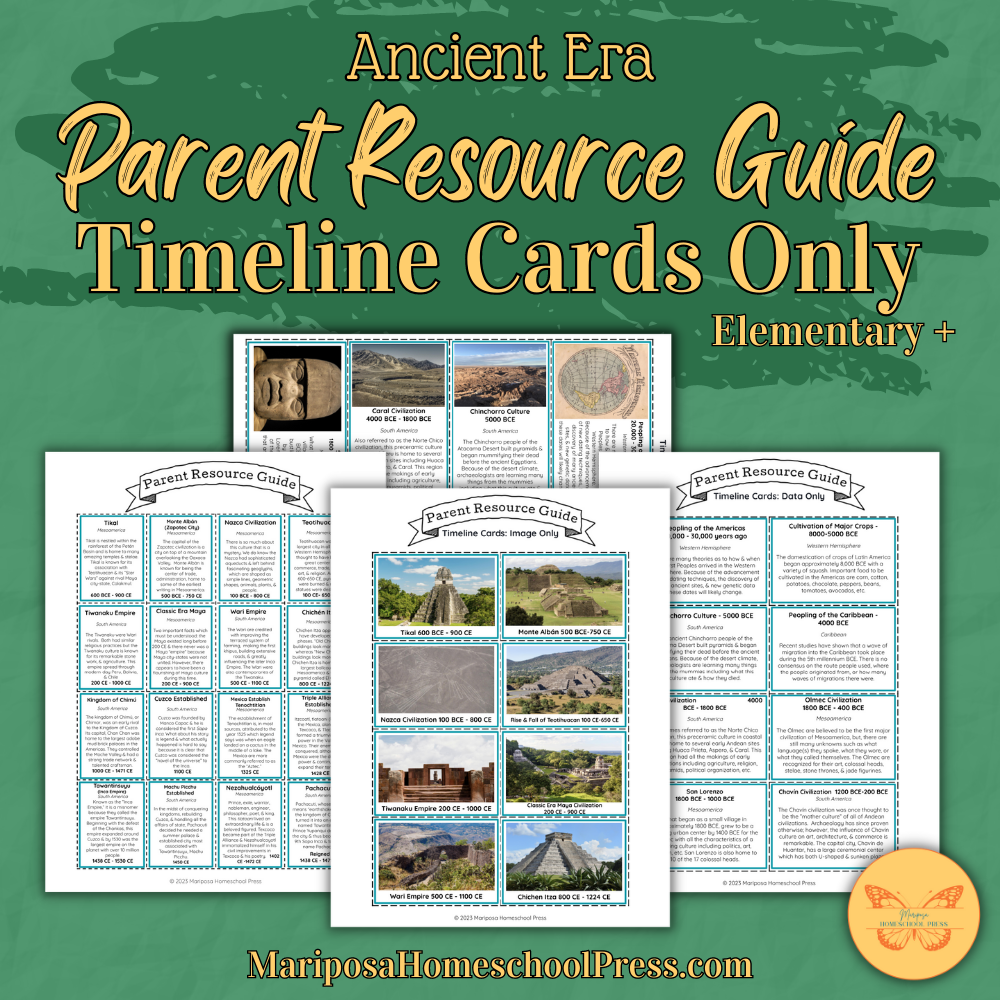Latin American History - Parent Resource Guide and Main Timeline: Ancient Era Timeline Cards Only