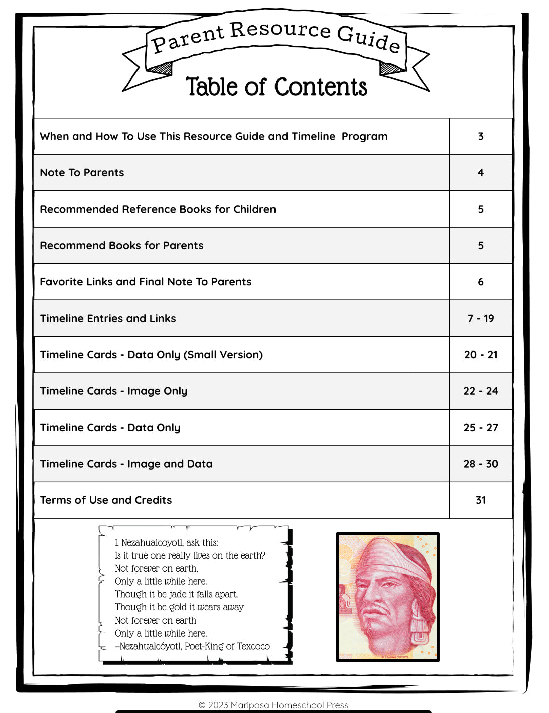 Latin American History - Parent Resource Guide and Main Timeline: Ancient Era